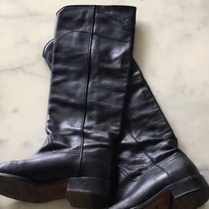 Chanel tall leather boots size 37